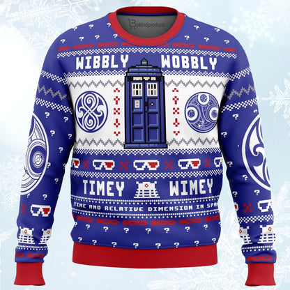 Wibbly Wobbly Doctor Who Ugly Christmas Sweater For Men & Women Christmas Gift Sweater PT237 - WeCustomit