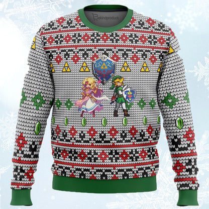 Zelda and Link Ugly Christmas Sweater For Men & Women Christmas Gift Sweater PT591 - WeCustomit