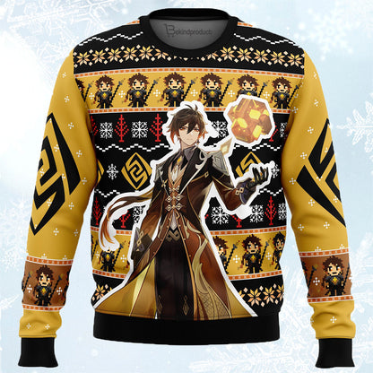 Zhongli Genshin Impact Ugly Christmas Sweater For Men & Women Christmas Gift Sweater BH481 - WeCustomit
