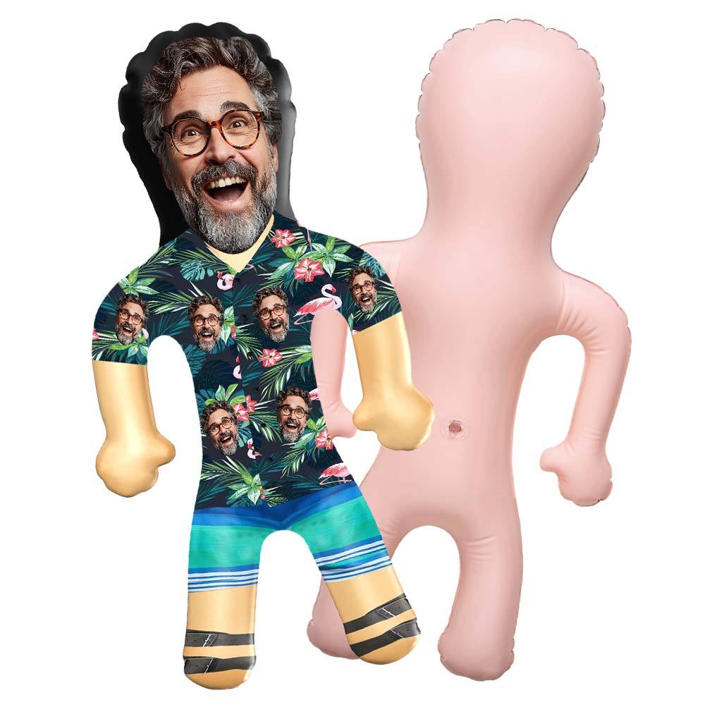 Personalized Blow Up Dolls Hawaiian Shirt Colorful Flamingo Funny Inflatable Man Printed Face for Party Favors