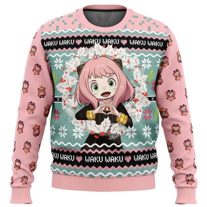 Anya Forger Waku Waku Spy x Family Ugly Christmas Sweater - WeCustomit