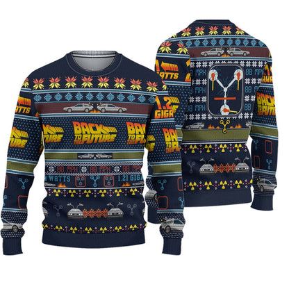 Back to the Future Ugly Christmas Sweater For Men & Women Christmas Gift Sweater PT964 - WeCustomit