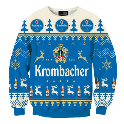 Unisex Krombacher Pils Lager Weizen Germany Beer 3D Ugly Christmas Sweater For Men & Women Christmas Gift Sweater BH1157 - WeCustomit