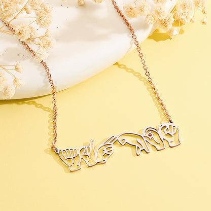Personalized American Sign Language Necklace Gift for Hearing Impairment ASL Interpreter Teacher