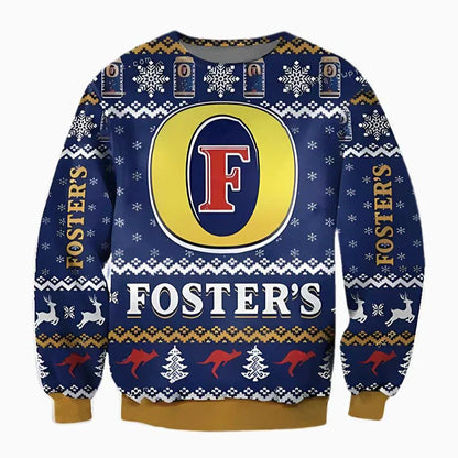 Unisex Fosters Beer 3D Ugly Christmas Sweater For Men & Women Christmas Gift Sweater BH1148 - WeCustomit