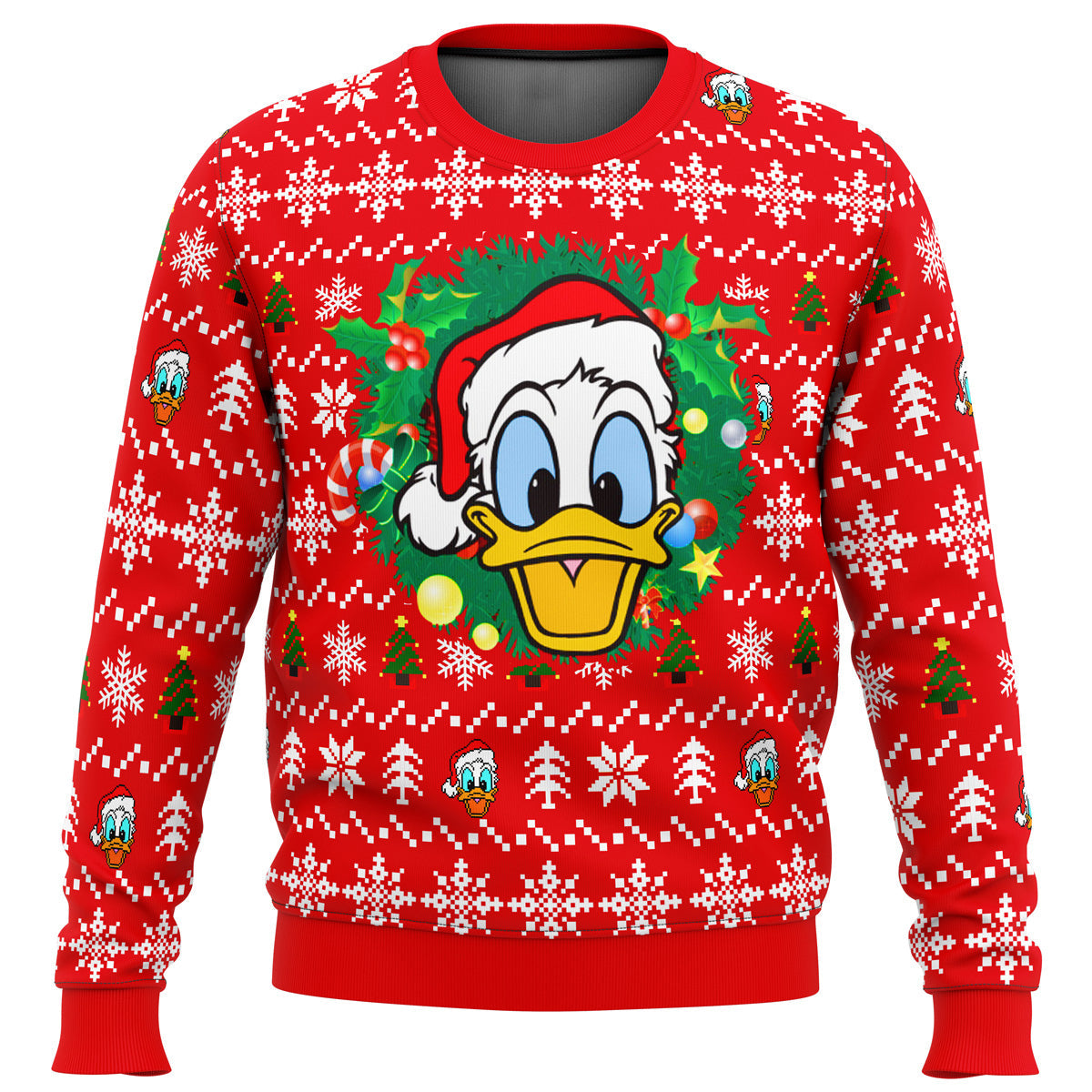 Donald Duck Christmas Head Ugly Christmas Sweater - WeCustomit