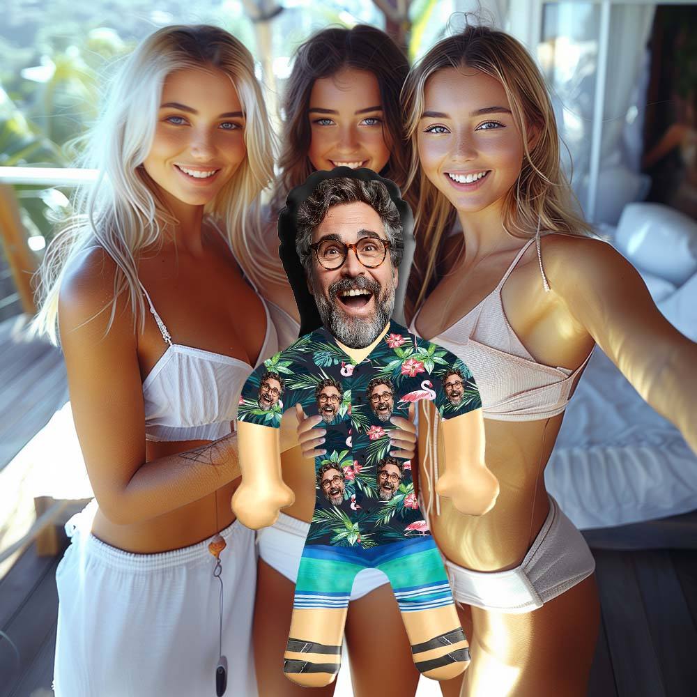 Personalized Blow Up Dolls Hawaiian Shirt Colorful Flamingo Funny Inflatable Man Printed Face for Party Favors