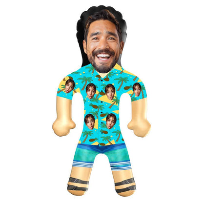 Personalized Blow Up Dolls Hawaiian Shirt Coconut Tree and Pineapple Funny Inflatable Man Printed Face for Party Favors