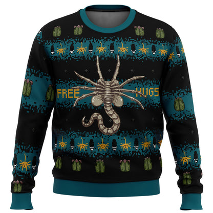 Free Hugs Alien Facehugger Ugly Christmas Sweater - WeCustomit