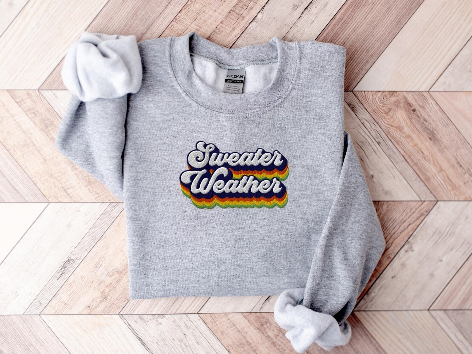 Sweater Weather Embroidered Halloween Sweatshirt 2D Crewneck Sweatshirt All Over Print Sweatshirt For Women Sweatshirt For Men SWS3053 - WeCustomit