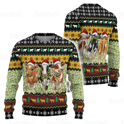 Cow Christmas Lights Ugly Christmas Sweater For Men & Women Christmas Gift Sweater US1193 - WeCustomit