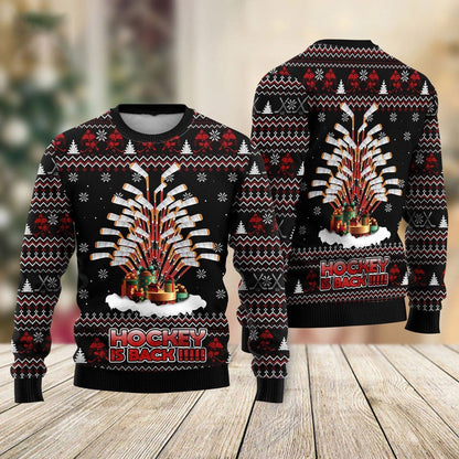 Hockey Is Back Ugly Christmas Sweater For Men & Women Christmas Gift Sweater US1183 - WeCustomit