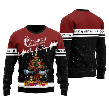 Horse Christmas Tree Ugly Christmas Sweater For Men & Women Christmas Gift Sweater US1173 - WeCustomit