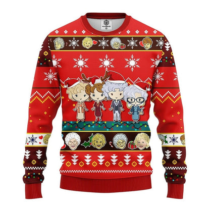 The Golden Girls Red Knitted Ugly Christmas Sweater For Men & Women Christmas Gift Sweater US3835 - WeCustomit