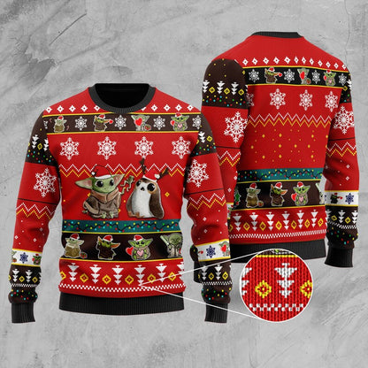 Baby Yoda And Friend Ugly Christmas Sweater For Men & Women Christmas Gift Sweater US3884 - WeCustomit