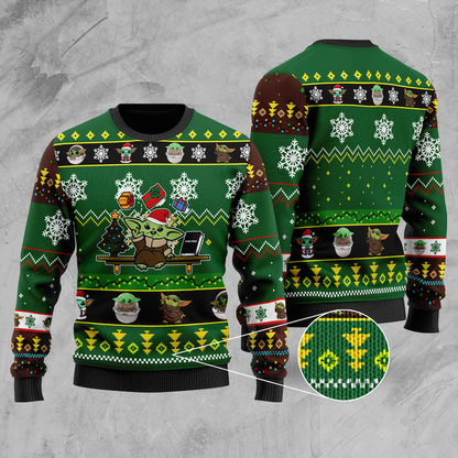 Baby Yoda Merry Christmas Ugly Christmas Sweater For Men & Women Christmas Gift Sweater US3885 - WeCustomit