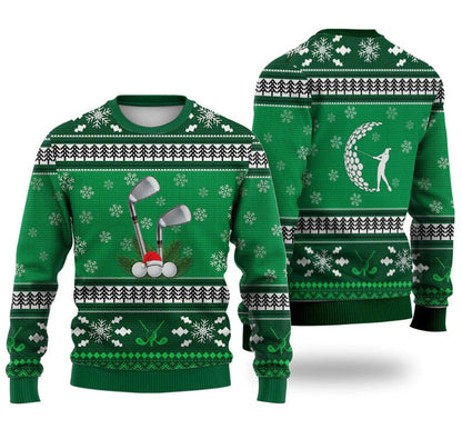 Golf Pattern Christmas Falling Snowflakes Ugly Christmas Sweater For Men & Women Christmas Gift Sweater US2966 - WeCustomit