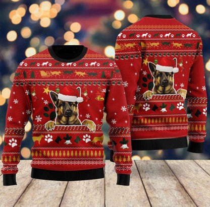 German Shepherd Dog Ugly Christmas Sweater For Men & Women Christmas Gift Sweater US2973 - WeCustomit