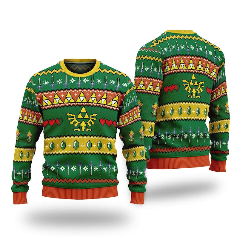 Zelda Link Gems Ugly Christmas Sweater For Men & Women Christmas Gift Thanksgiving Sweater US4280 - WeCustomit