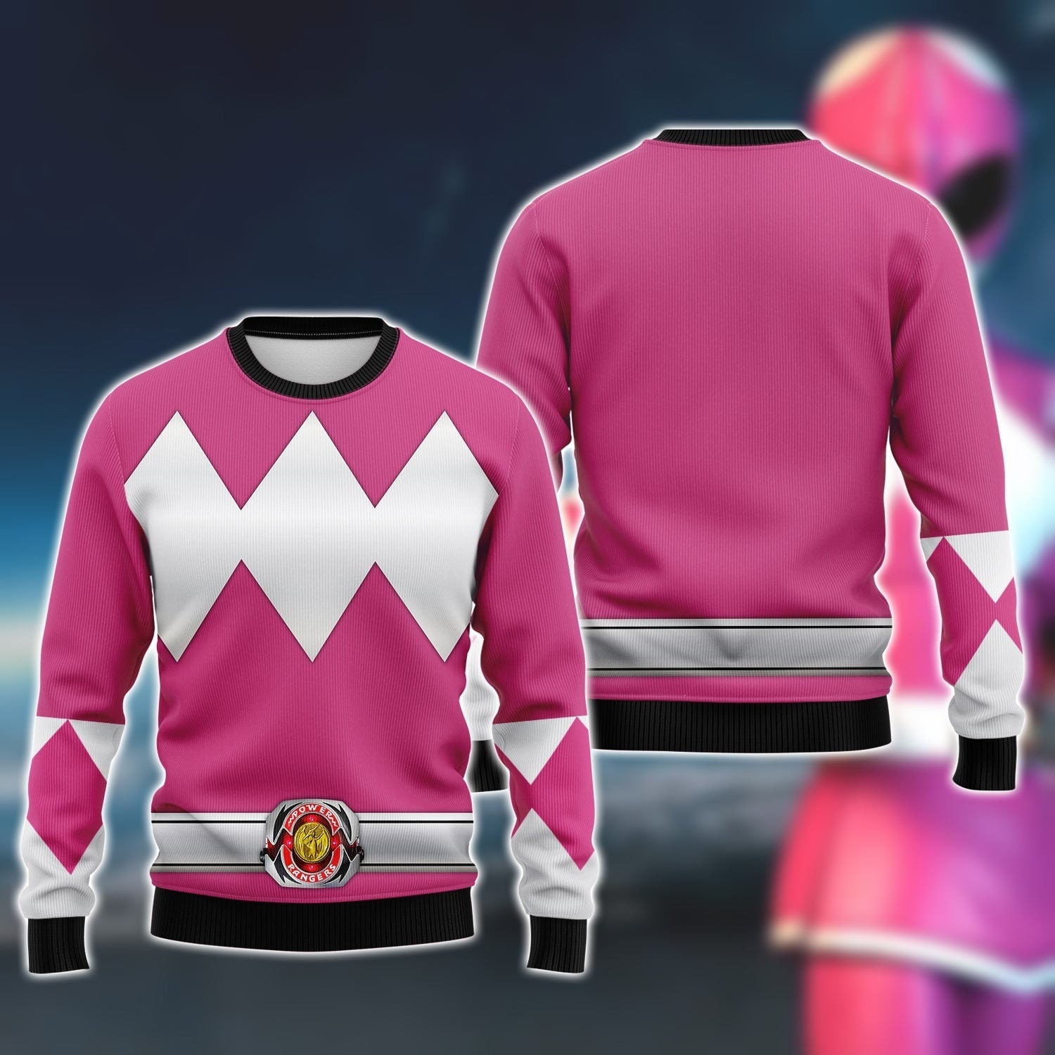 Costume Pink Ranger Ugly Christmas Sweater For Men & Women Christmas Gift Sweater PT1019 - WeCustomit