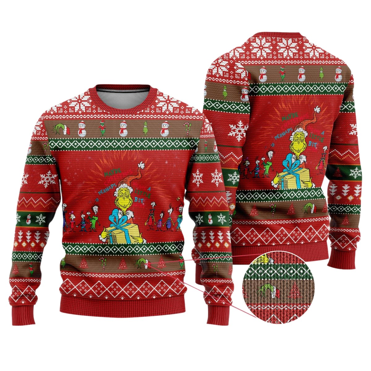 The Grinch Maybe Christmas Ugly Christmas Sweater For Men & Women Christmas Gift Thanksgiving Sweater US4362 - WeCustomit