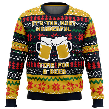 It's The Most Wonderful Time For A Beer Parody Ugly Christmas Sweater - WeCustomit