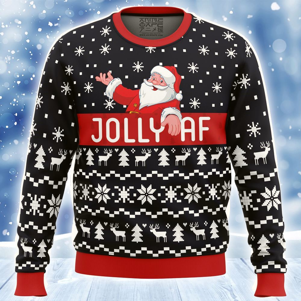 Jolly Af Santa Claus Ugly Christmas Sweater For Men & Women Christmas Gift Sweater US2758 - WeCustomit
