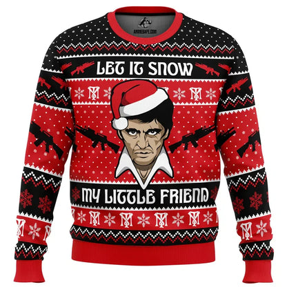 Let It Snow Scarface Ugly Christmas Sweater - WeCustomit