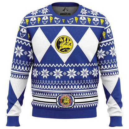Mighty Morphin Blue Ranger Power Rangers Ugly Christmas Sweater - WeCustomit