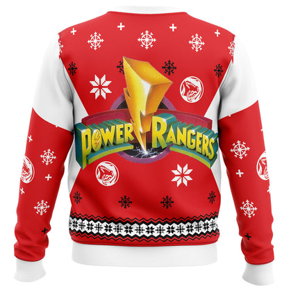 Mighty Morphin Power Rangers Red Ugly Christmas Sweater - WeCustomit