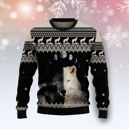 Wolf Day And Night Ugly Christmas Sweater For Men & Women Christmas Gift Sweater US3532 - WeCustomit