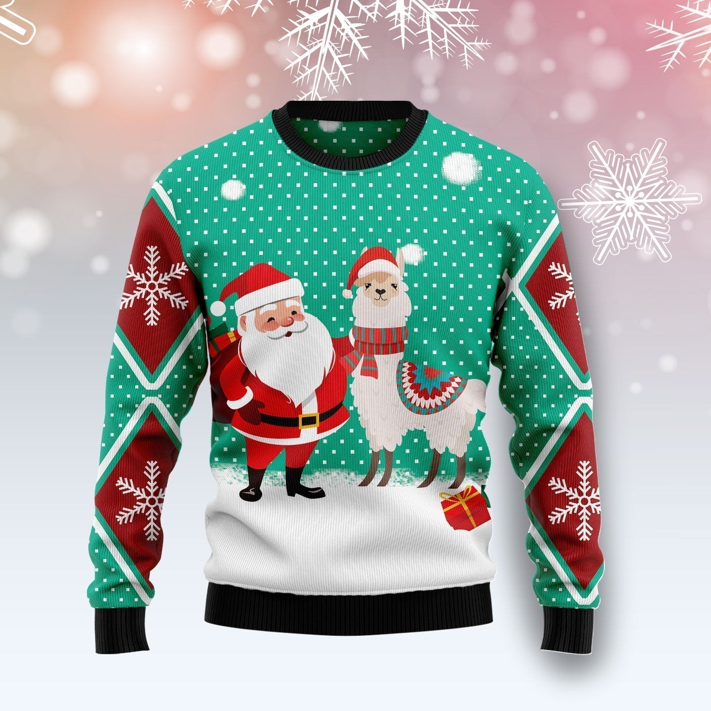 Llama And Santa Xmas Ugly Christmas Sweater For Men & Women Christmas Gift Sweater US2120 - WeCustomit
