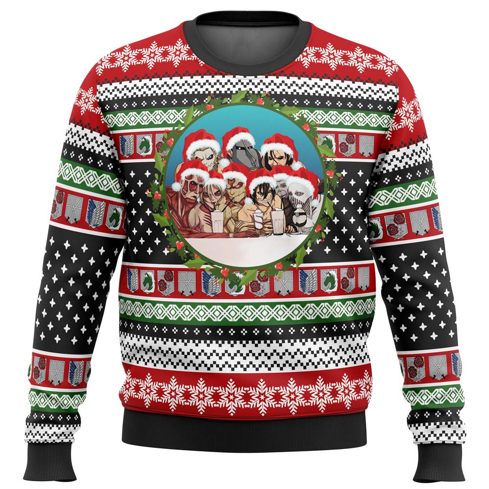 Nine Titans Attack on Titan Ugly Christmas Sweater - WeCustomit
