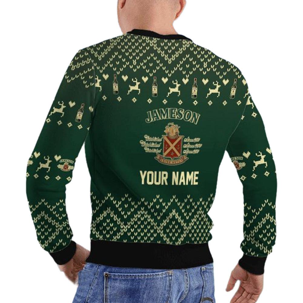 Personalized Reindeer Jameson Whiskey Christmas Ugly Sweater - WeCustomit
