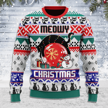 Black Cat Ugly Christmas Sweater For Men & Women Christmas Gift Sweater US2861 - WeCustomit