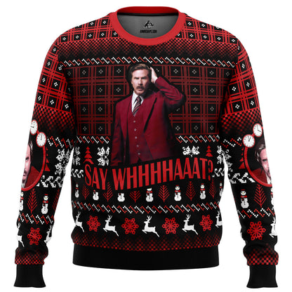 Say Whhhhaaat Anchorman Ugly Christmas Sweater - WeCustomit