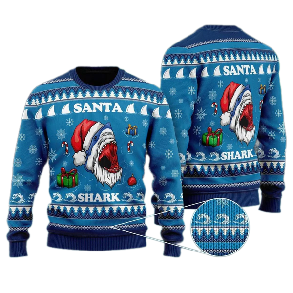 Santa Shark Ugly Christmas Sweater For Men & Women Christmas Gift Sweater US1651 - WeCustomit