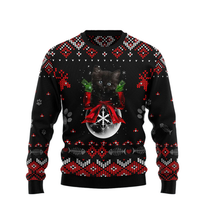 Cat With Xmas Ugly Christmas Sweater For Men & Women Christmas Gift Sweater US1679 - WeCustomit