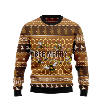 Bee Merry Ugly Christmas Sweater For Men & Women Christmas Gift Sweater US1812 - WeCustomit