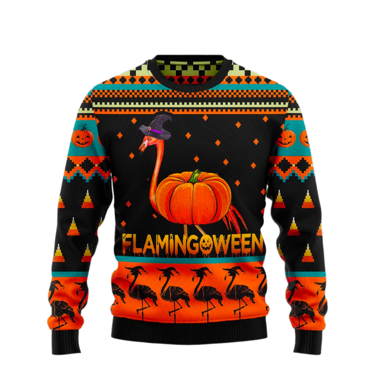 Flamingoween Pumpkin Ugly Halloween Sweater For Men & Women Halloween Gift Sweater US1006 - WeCustomit