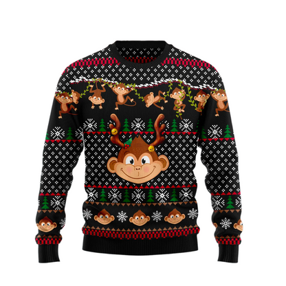 Monkey Christmas Ugly Christmas Sweater For Men & Women Christmas Gift Sweater US1880 - WeCustomit