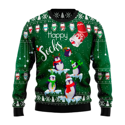 Penguin Happy Socks Ugly Christmas Sweater For Men & Women Christmas Gift Sweater US1910 - WeCustomit