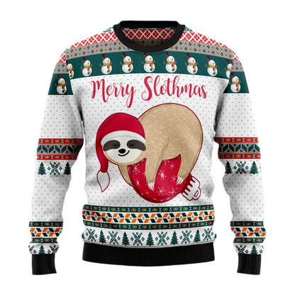 Merry Slothmas Ugly Christmas Sweater For Men & Women Christmas Gift Sweater US1920 - WeCustomit