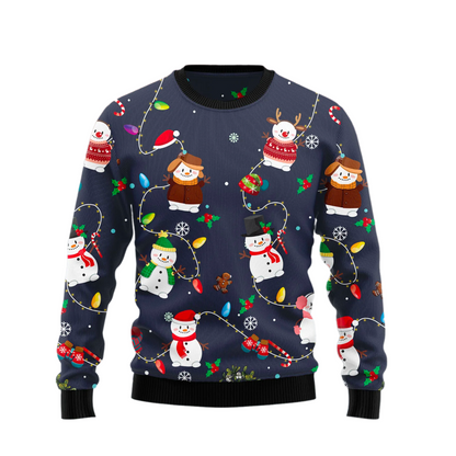 Snowman Christmas Light Ugly Christmas Sweater For Men & Women Christmas Gift Sweater US2135 - WeCustomit