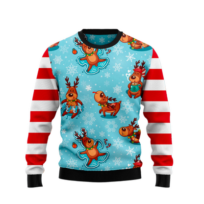 Reindeer Cute Ugly Christmas Sweater For Men & Women Christmas Gift Sweater US2188 - WeCustomit