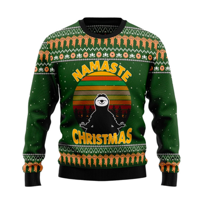 Sloth Namaste Ugly Christmas Sweater For Men & Women Christmas Gift Sweater US2195 - WeCustomit