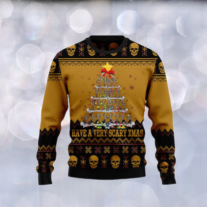 Skull Very Scary Xmas Ugly Christmas Sweater For Men & Women Christmas Gift Sweater US2379 - WeCustomit