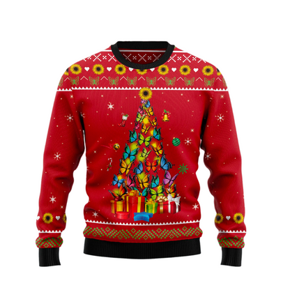 Butterfly Christmas Tree Ugly Christmas Sweater For Men & Women Christmas Gift Sweater US2450 - WeCustomit