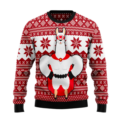 Llama Superhero Ugly Christmas Sweater For Men & Women Christmas Gift Sweater US2556 - WeCustomit