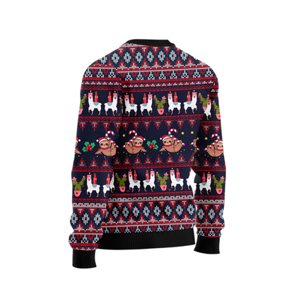 Llama Sloth Make Christmas Happy Again Ugly Sweater For Men & Women Christmas Gift Sweater US2562 - WeCustomit